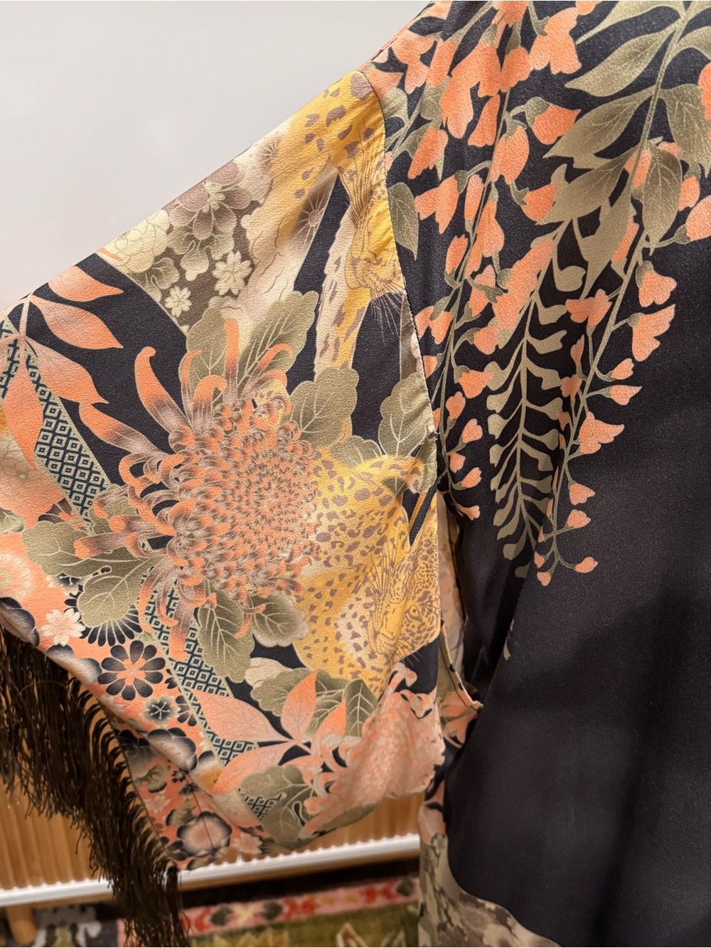 Spell Floral Fringe Mini Dress in Navy, Peach, Cream - Picture 11 of 14